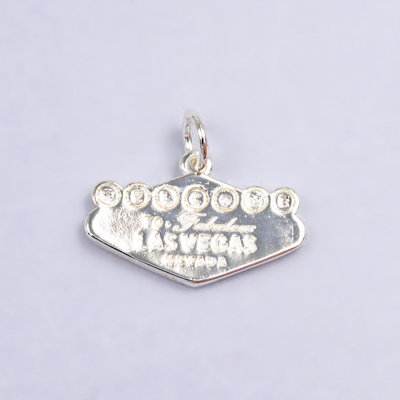 Silver Welcome to Las Vegas Charm for Charm Bracelet. Vegas Charm, Nevada Pendant Travel Charm Inspired W221