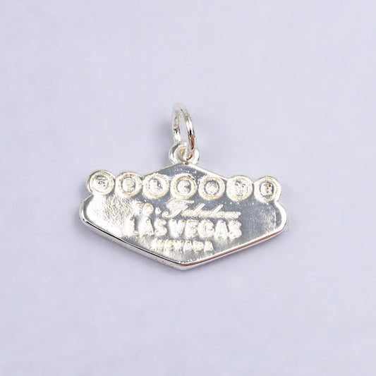 Silver Welcome to Las Vegas Charm for Charm Bracelet. Vegas Charm, Nevada Pendant Travel Charm Inspired W221
