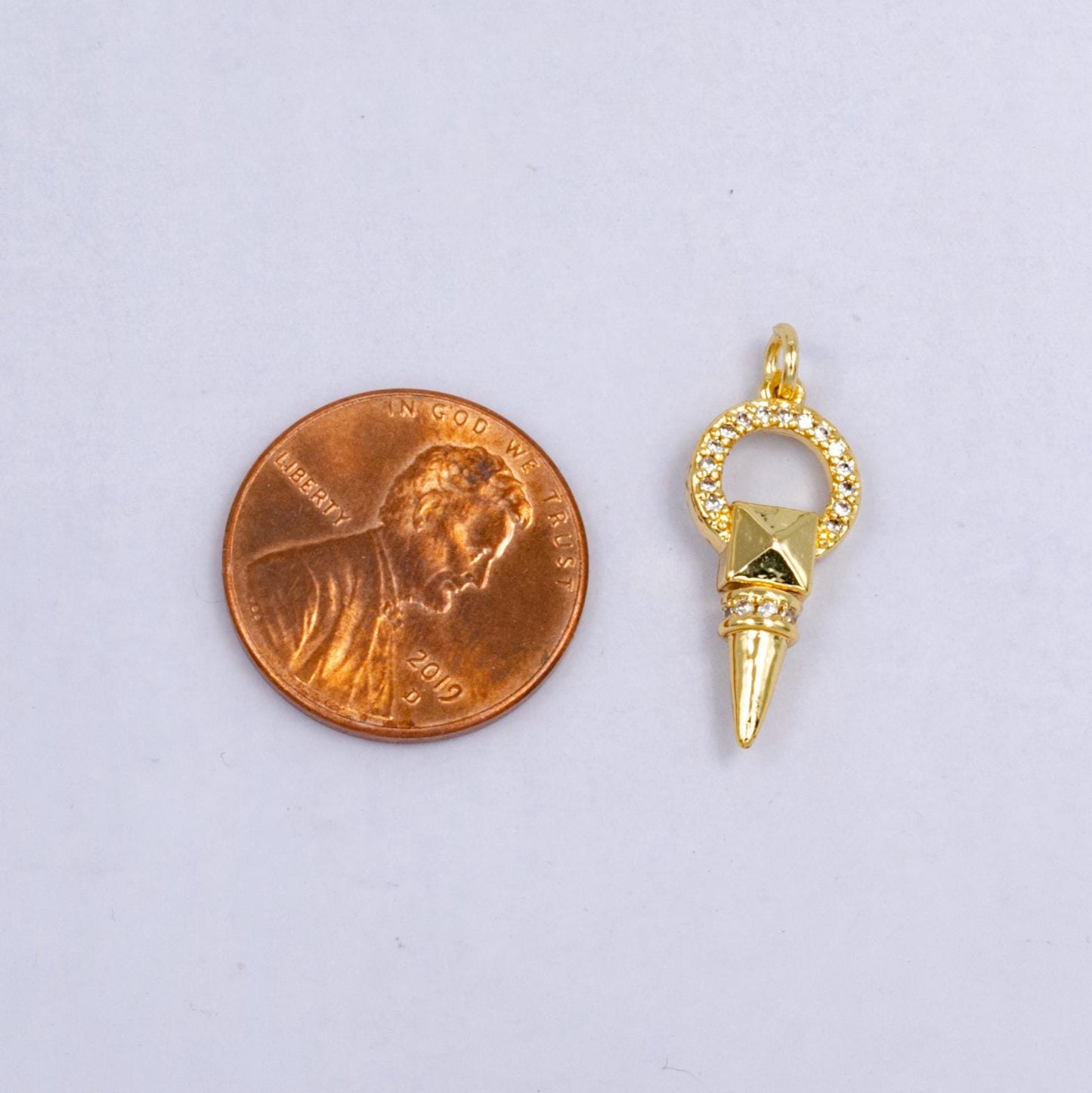 Mini 24k Gold Filled Dainty Gold Spike Charms Drop Pendulum Pendant Stud Charm Minimalist Jewelry Supply Findings for Necklace Earring W224