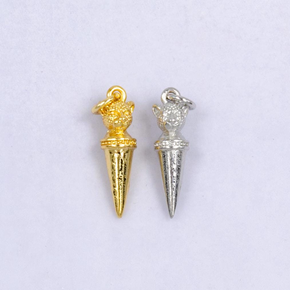 Mini Leopard Gold Pendulum Spike Pendant for Jewelry Making Component | W225