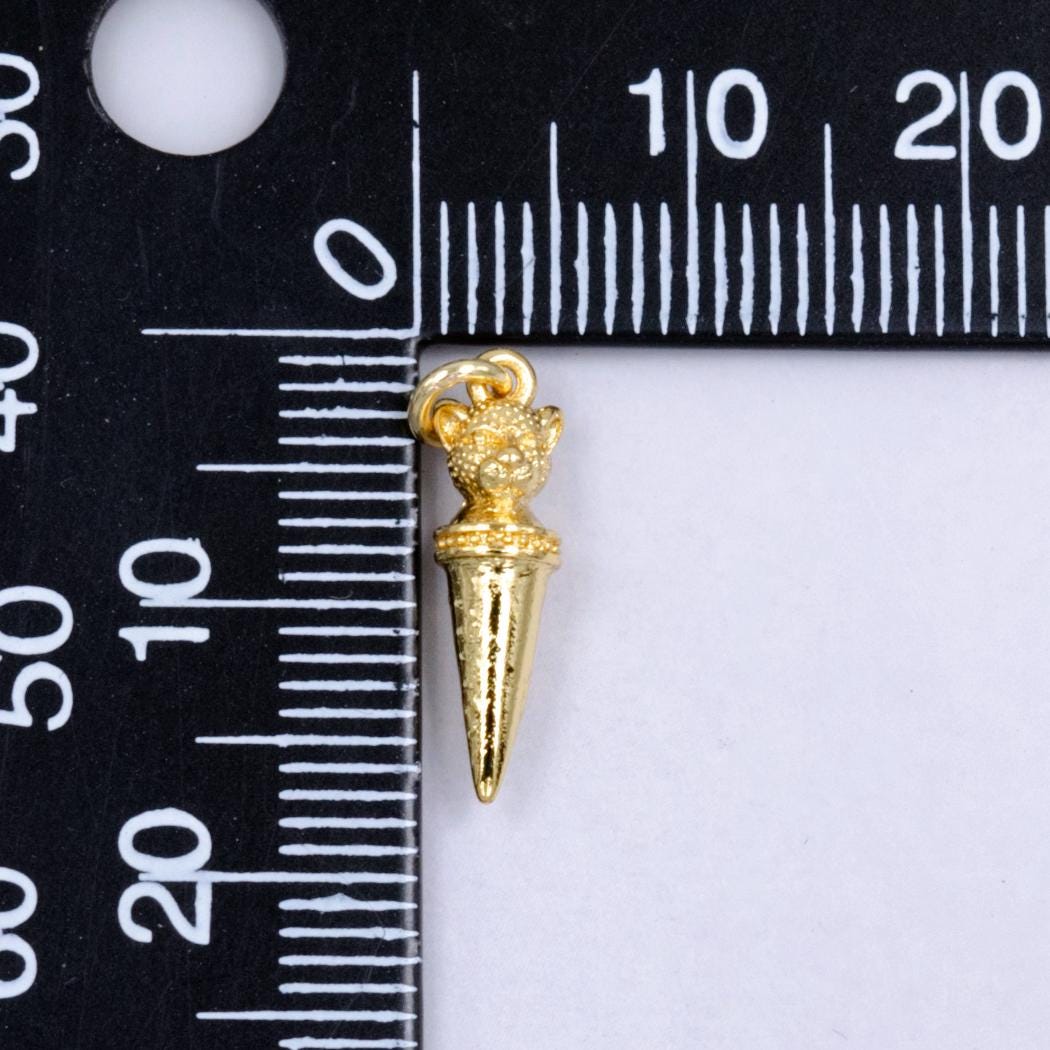Mini Leopard Gold Pendulum Spike Pendant for Jewelry Making Component | W225