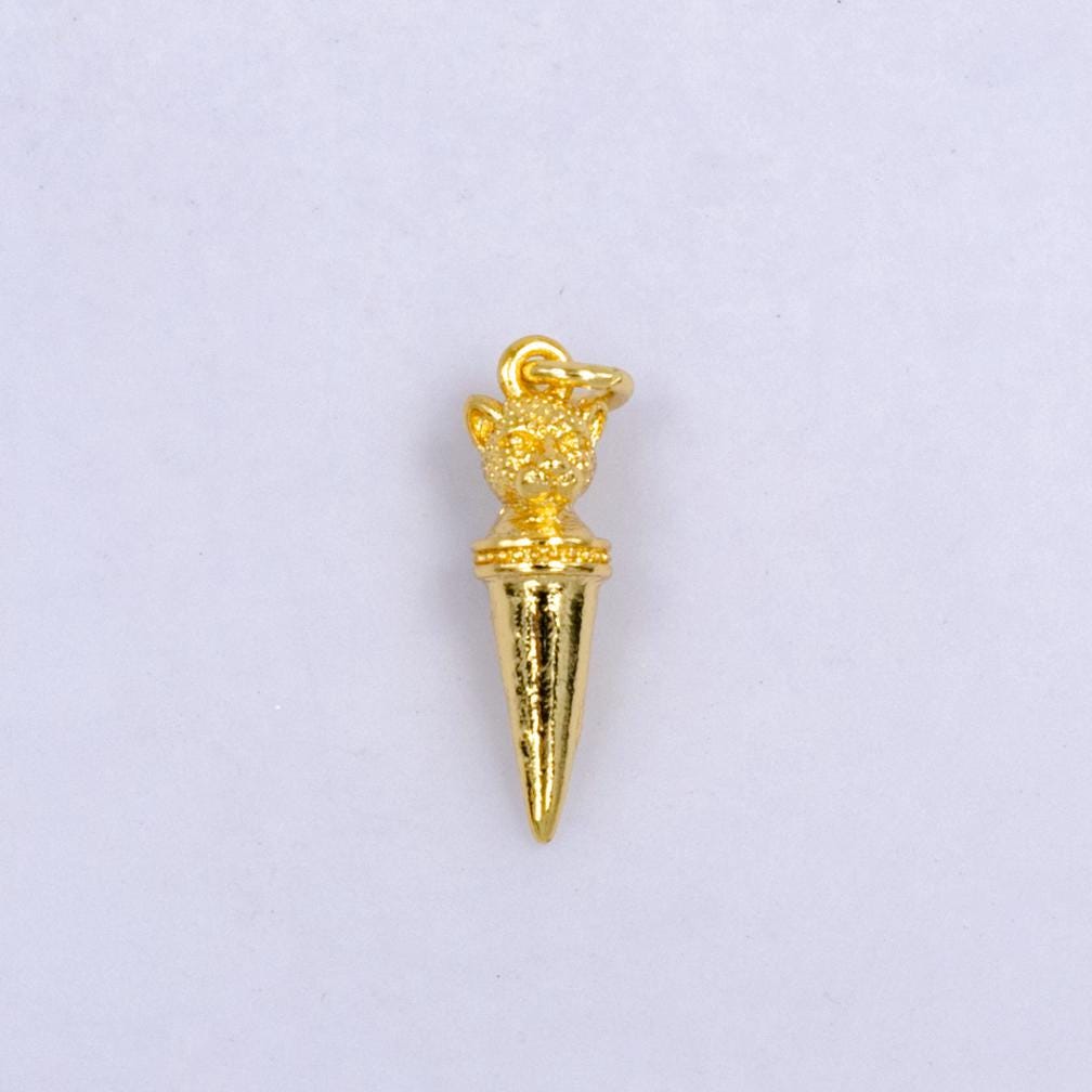 Mini Leopard Gold Pendulum Spike Pendant for Jewelry Making Component | W225