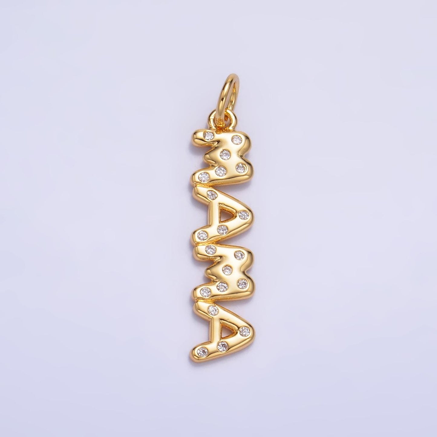 Dainty cz Bubble Gold Mama Charm for Bracelet Necklace Earring Component Diy Jewelry Making Supply CZ Word Charm Minimalist Jewelry W220