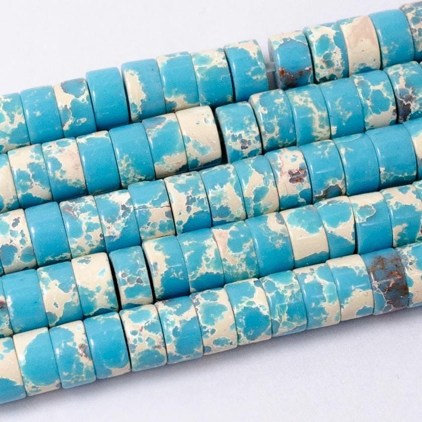 Gemstone Sky Blue Jasper Heishi Discs Beads 4.5 x 2.5 mm Beads for bracelet Necklace Component WA2706