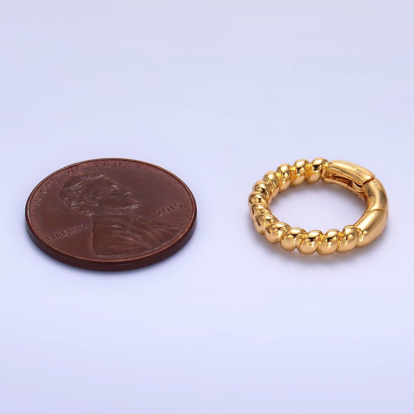 1 pc Twisted Gold Spring Gate Ring, 15.5 mm Round Rope Push Gate ring, Charm Holder Clasp for Connector, Wristlet Holder Z-1020