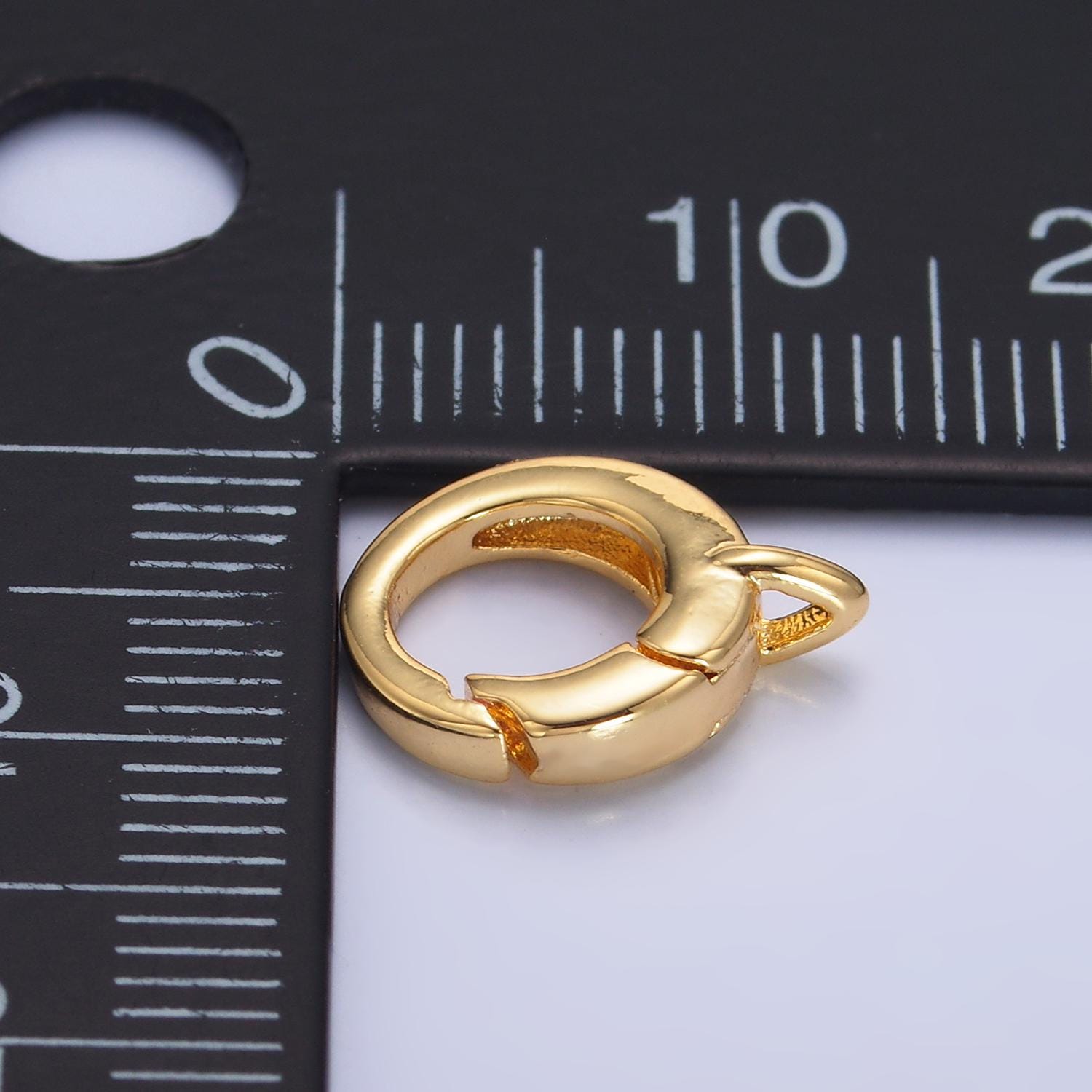 24K Gold Filled Round Bail Enhancer Charm Holder with Push Spring Gate Ring for Necklace Charm Supply Jewelry Making Z1022