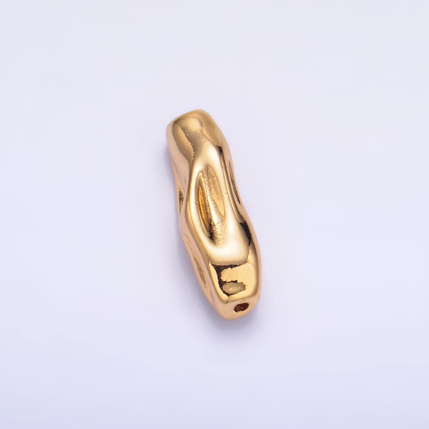 Short Abstract Tube Spacer Beads Hammered Gold Small Hole for Bracelet Component B165