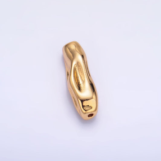 Short Abstract Tube Spacer Beads Hammered Gold Small Hole for Bracelet Component B165
