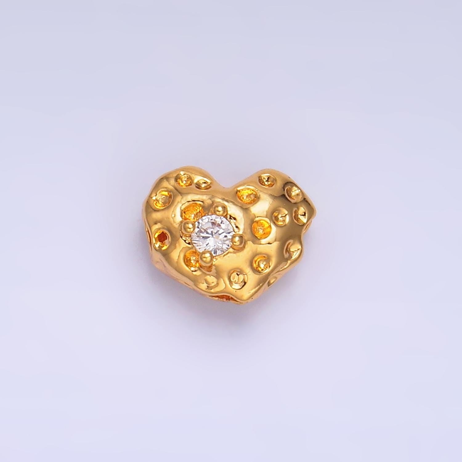 Mini Rustic Heart Gold Filled Bead For Necklace , Hearts Spacer Beads, Gold Abstract Bead Charms, Jewelry Supply Bracelet Component B179