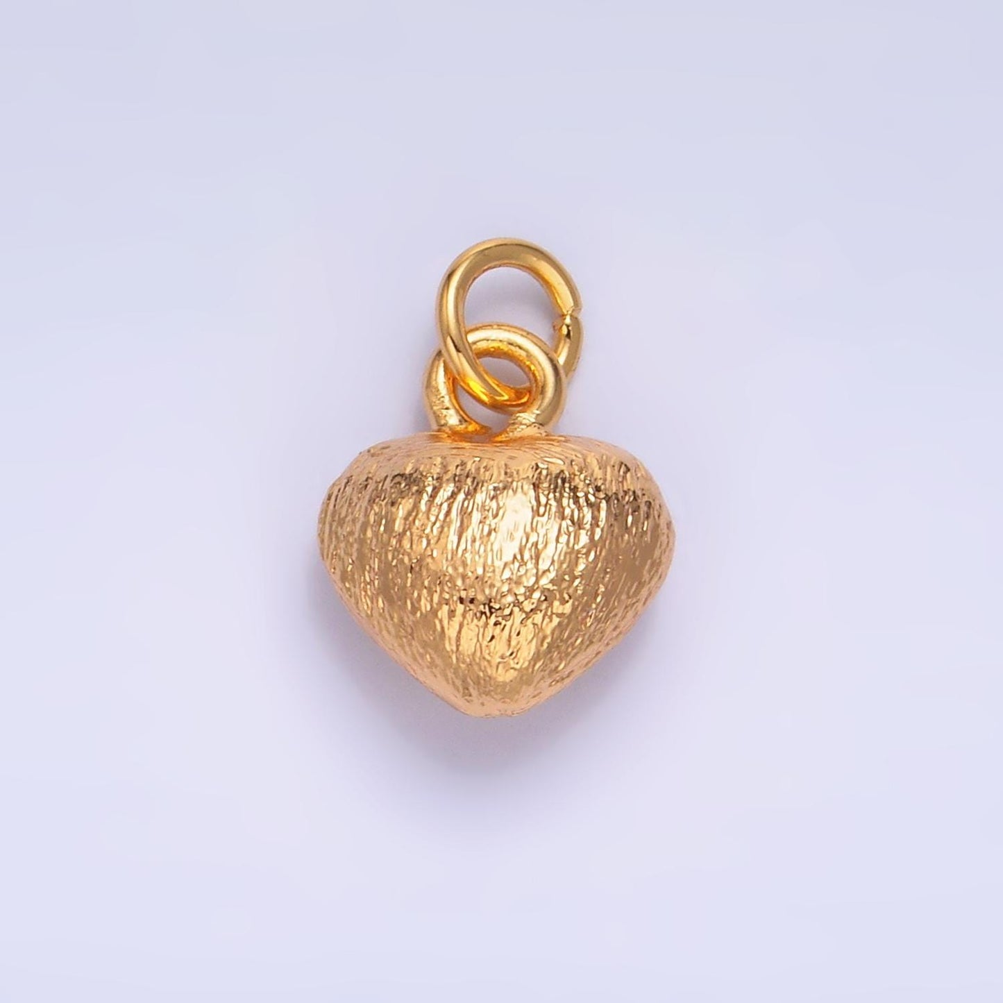 Mini Brushed Metal Gold Love Heart Charm 24K Gold Filled Puffy Heart Charm for Bracelet Necklace Pendant | W265