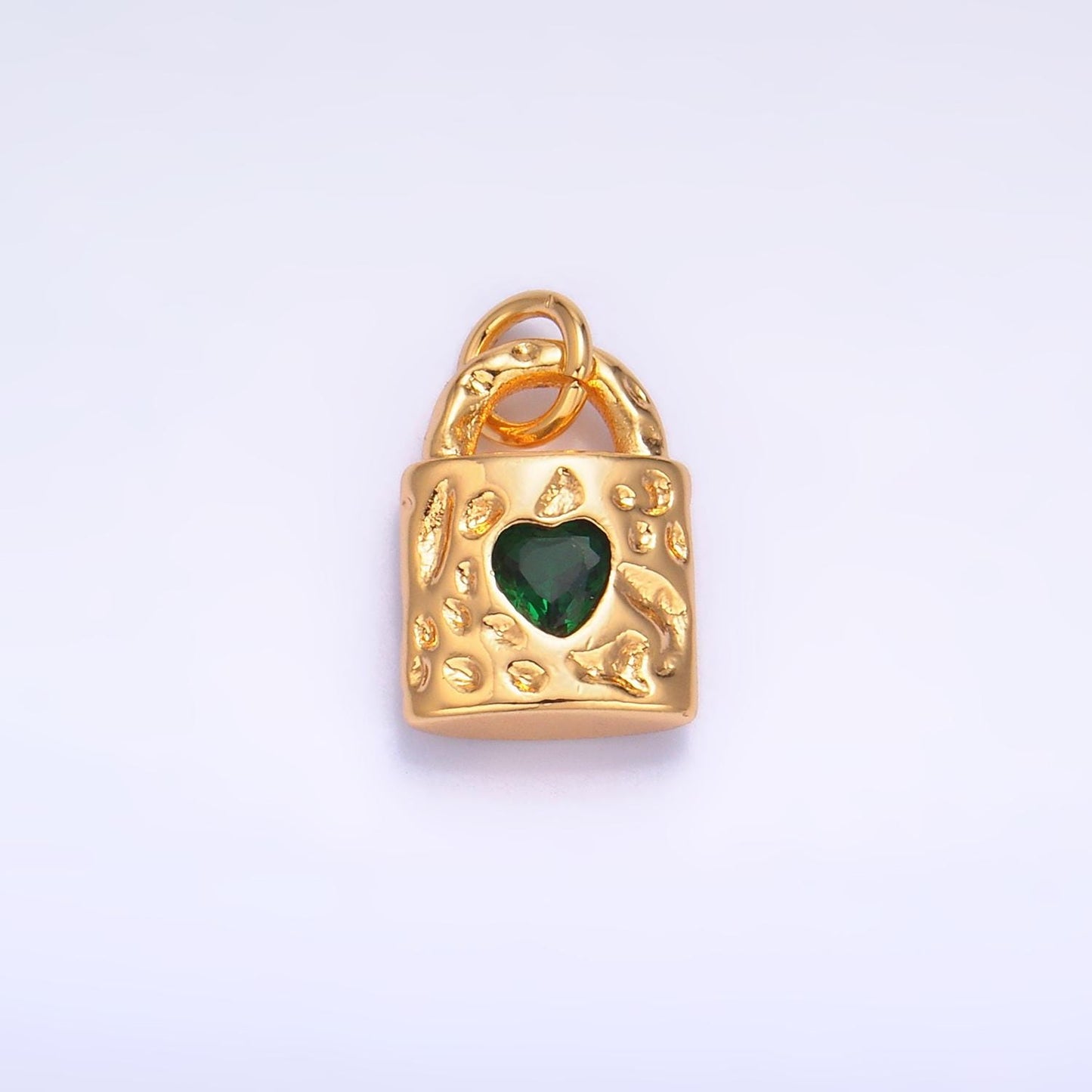 Dainty Padlock charm with Heart cz 12.5x9.1mm Rustic Abstract Padlock Cubic Zirconia Lock Charm W266