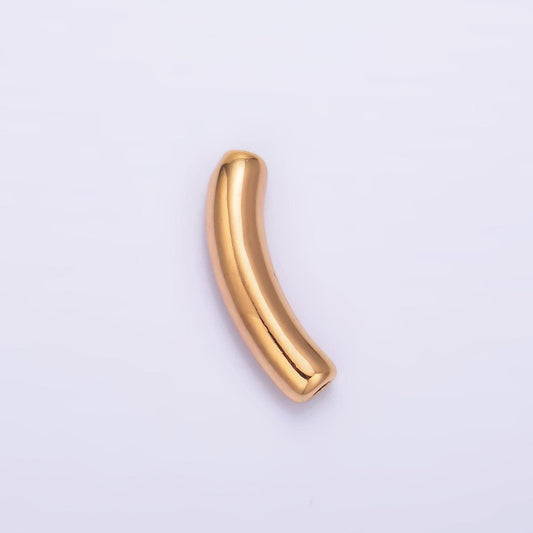 Thin Long Curved Tube Spacer Beads Gold Small Hole for Bracelet Component B167