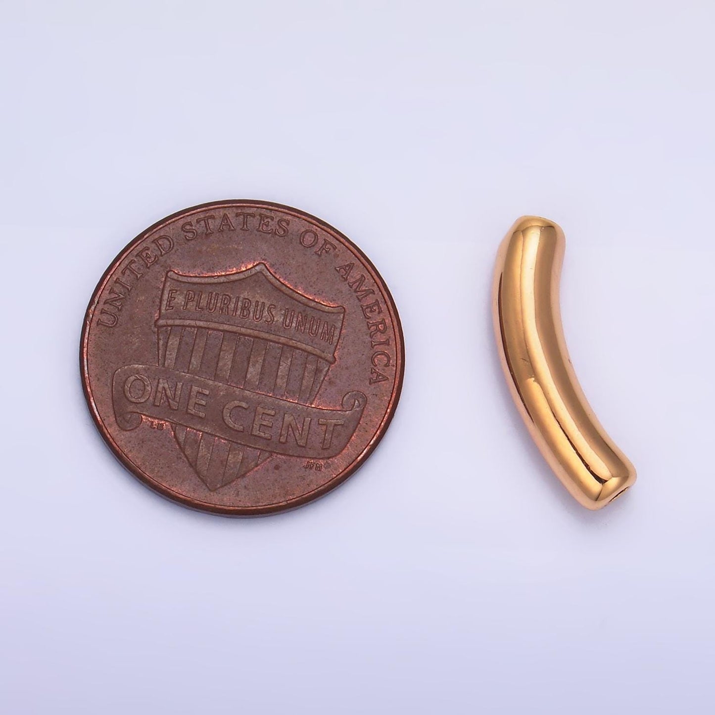 Thin Long Curved Tube Spacer Beads Gold Small Hole for Bracelet Component B167