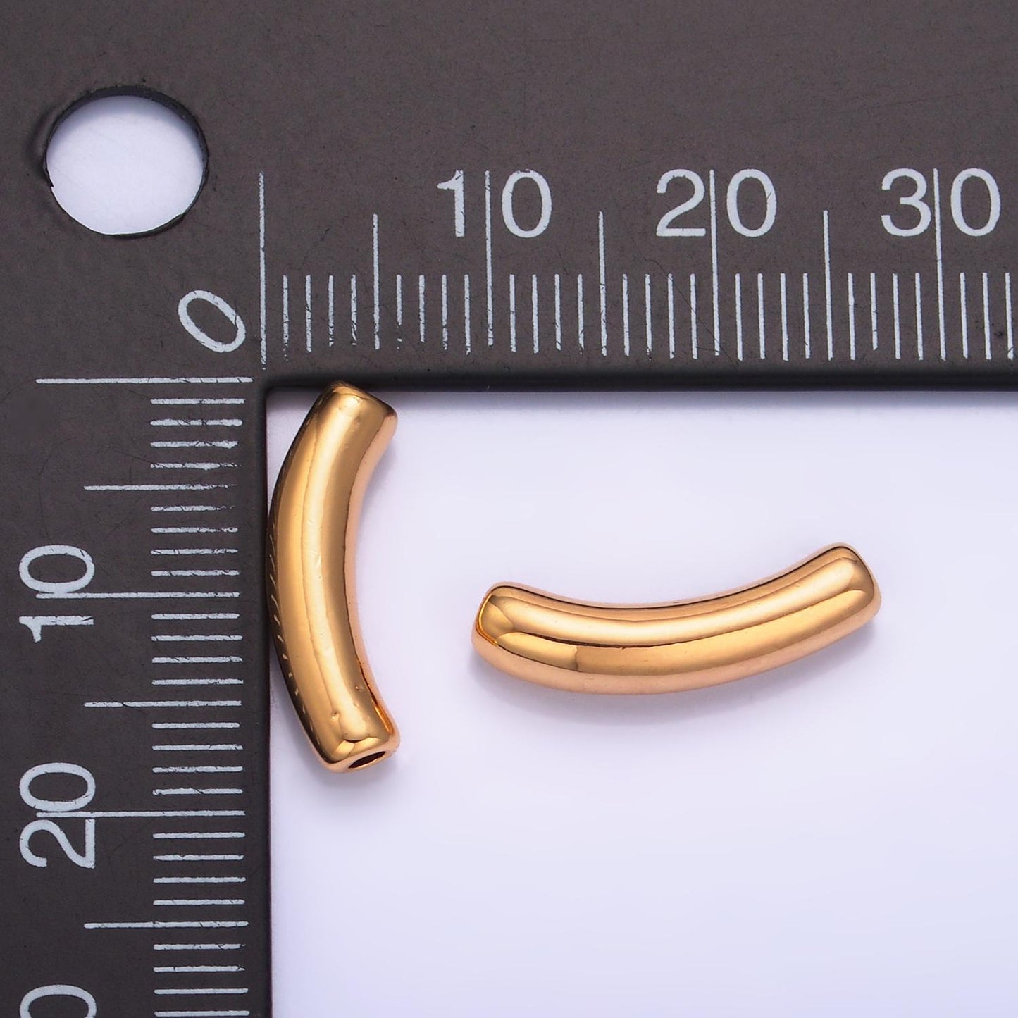 Thin Long Curved Tube Spacer Beads Gold Small Hole for Bracelet Component B167