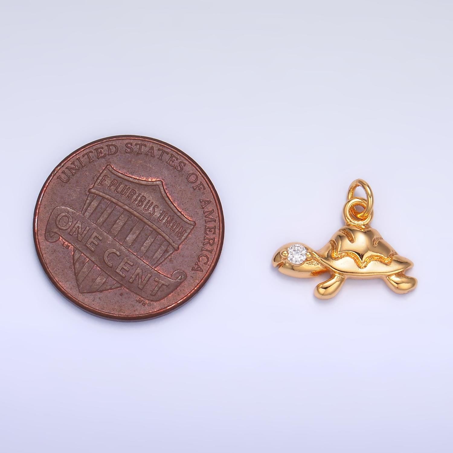 Tiny Little Gold Small Sea Turtle Charm Mini Tortoise Animal Charm Beach Cruise Mermaid Jewelry Supplies W278