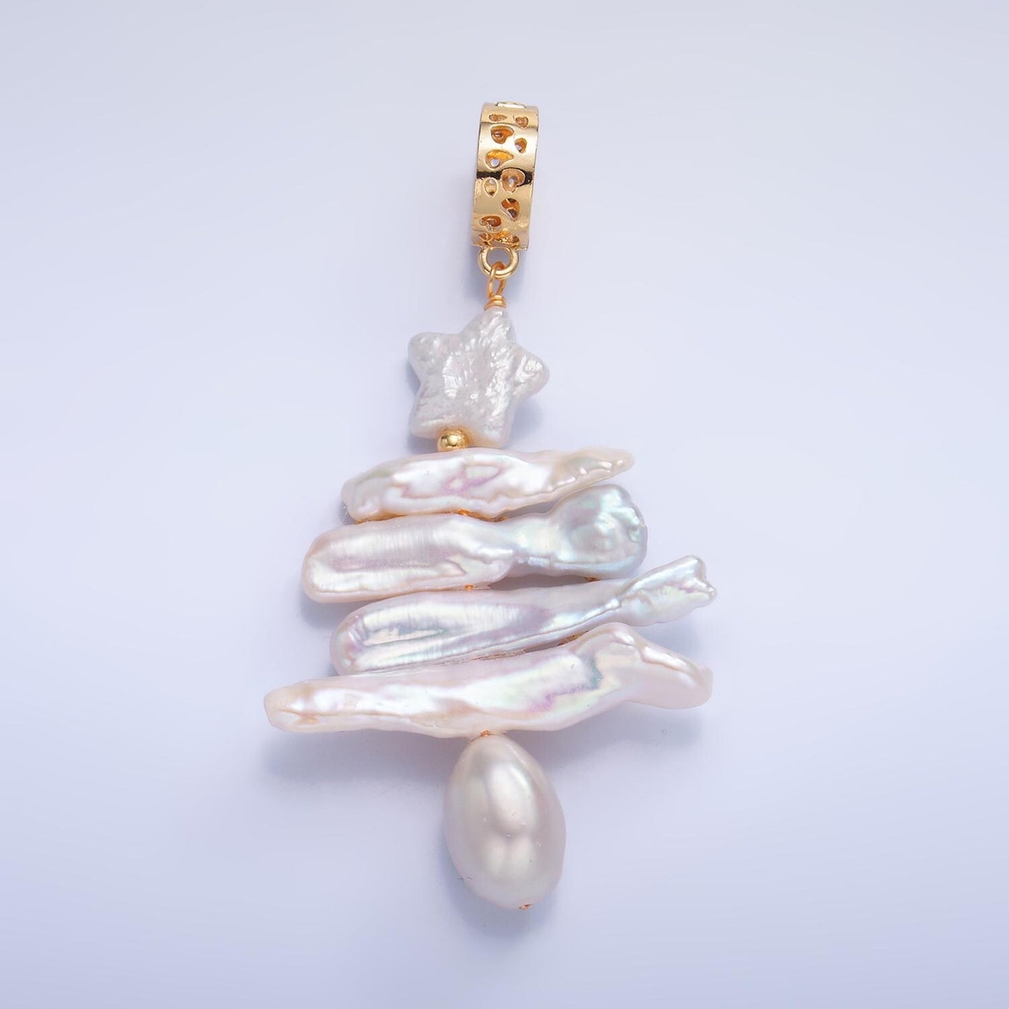 Pearl Christmas Tree necklace Pendant White Christmas Charm Necklace for Holiday Season Statement Necklace Unique Handmade Pearl P-1937