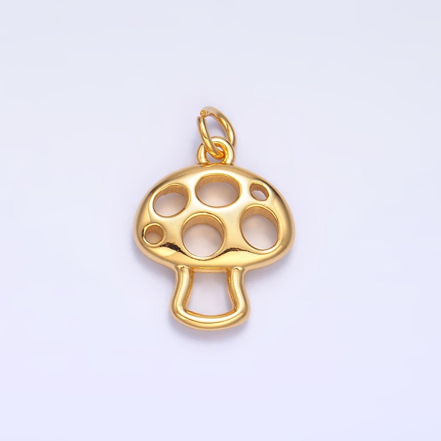 Open Gold Mushroom Pendant, 24k Gold Filled Mushroom Pendant Tiny Mushroom Pendant, Magic Mushroom Charm for Bracelet Necklace Earring W240