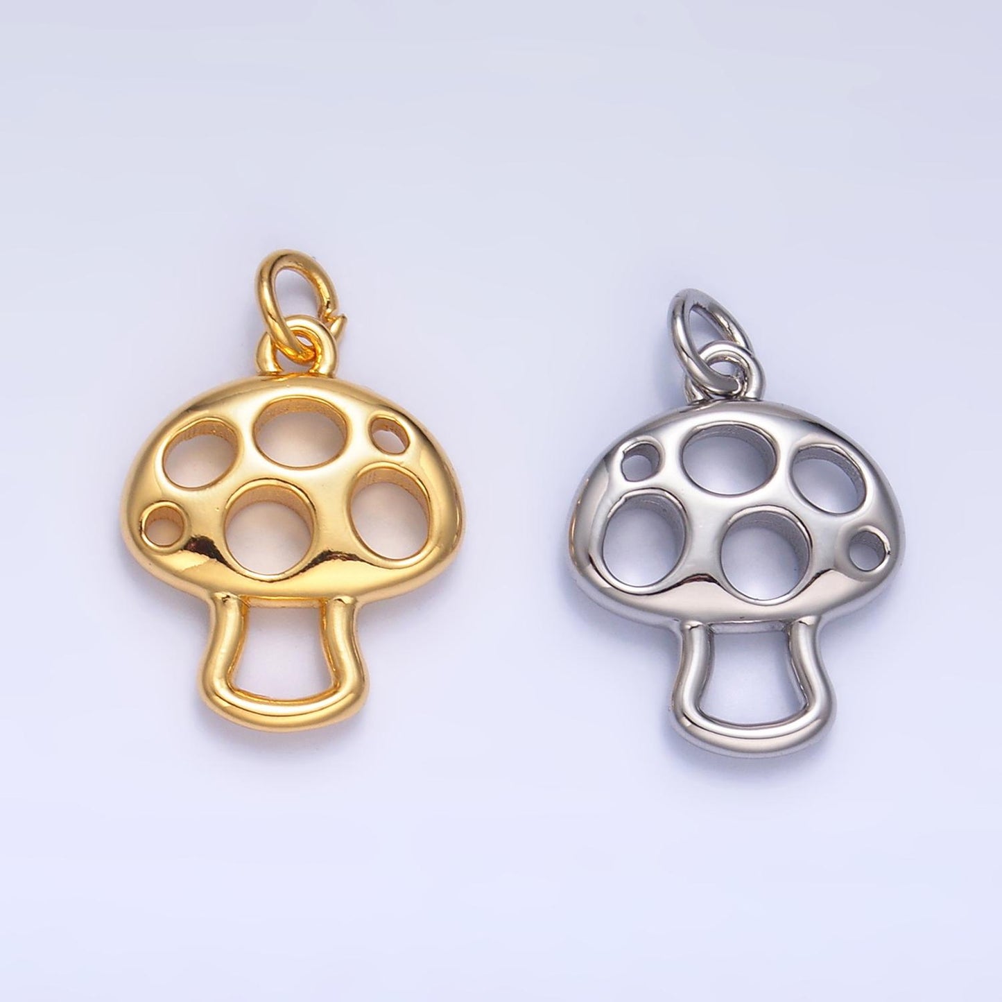 Open Gold Mushroom Pendant, 24k Gold Filled Mushroom Pendant Tiny Mushroom Pendant, Magic Mushroom Charm for Bracelet Necklace Earring W240
