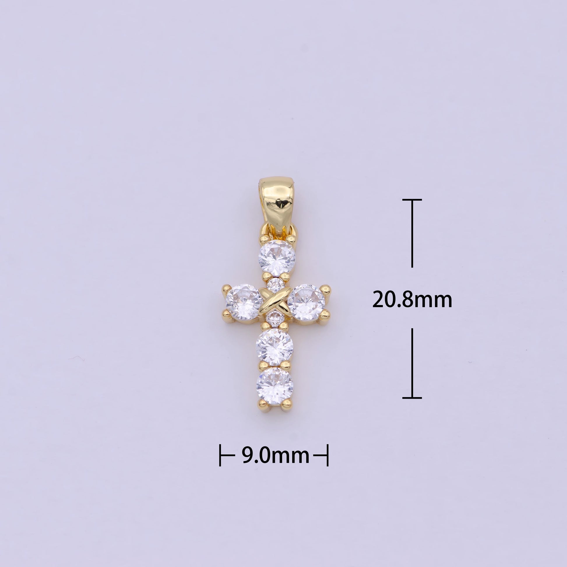 Mini Cross Charms with clear CZ 24k Gold Filled Cross Charms, Zircon Tiny Cross Charm, Religious Bracelet Necklace Earring add on Charm h104