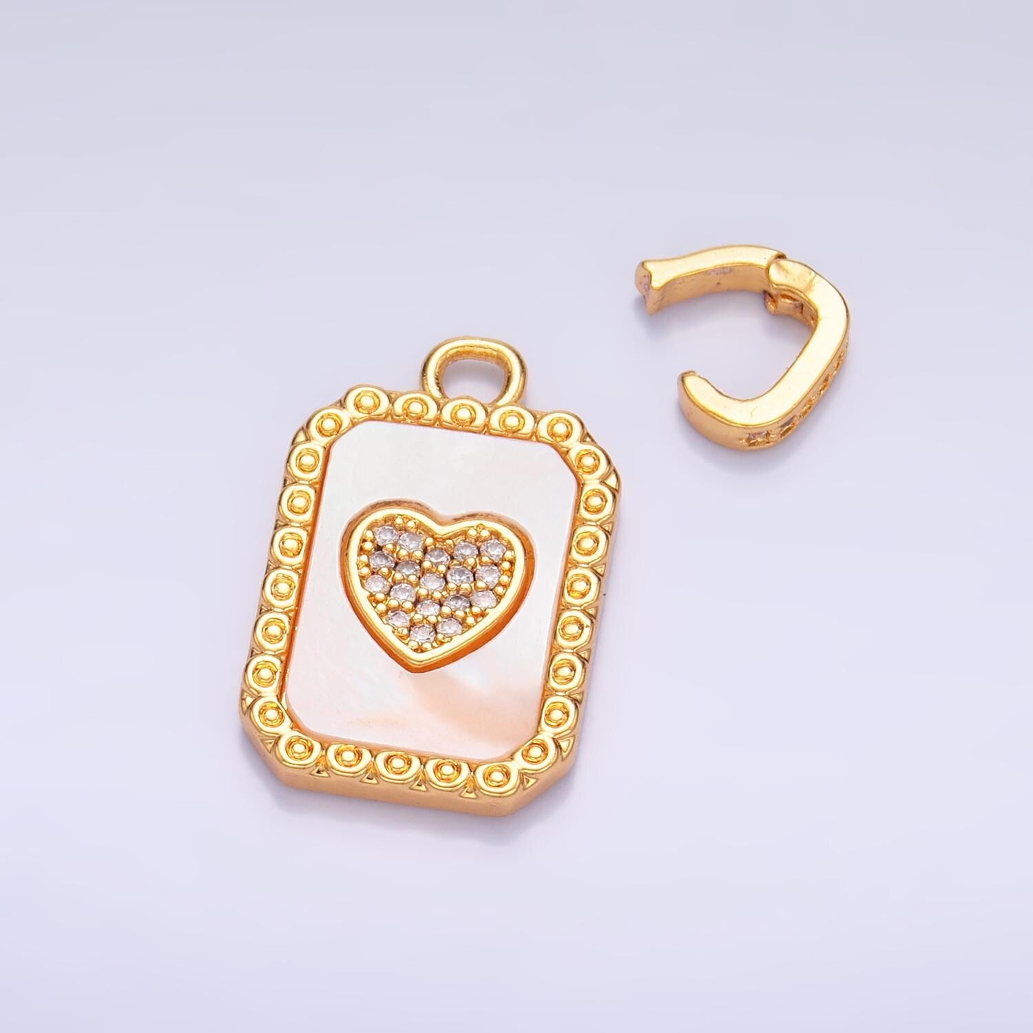 24K Gold Filled Red White Enamel Pendant Gold Heart Charm Necklace with CZ Bail Removable Valentine Jewelry Wholesale AA1056
