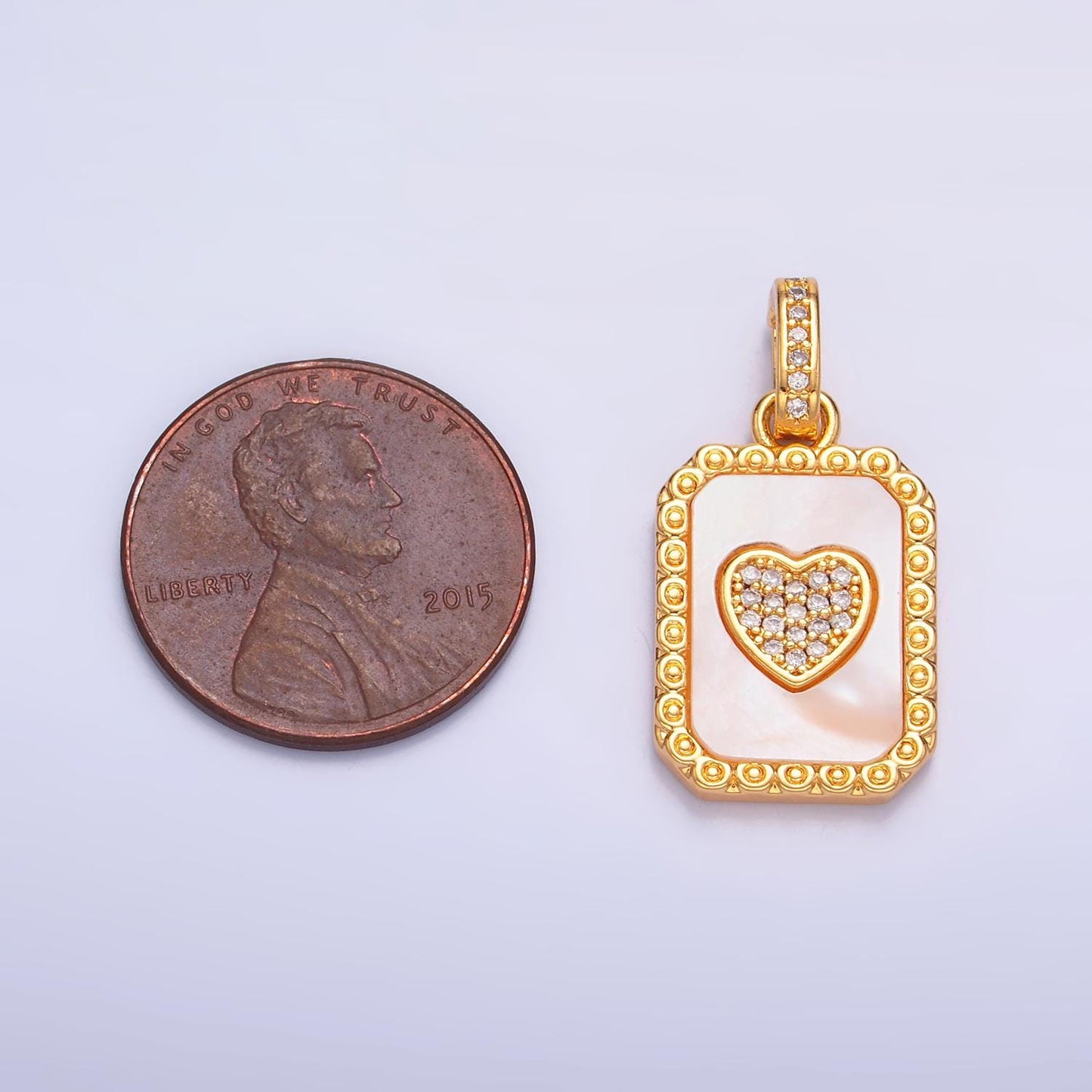 24K Gold Filled Red White Enamel Pendant Gold Heart Charm Necklace with CZ Bail Removable Valentine Jewelry Wholesale AA1056