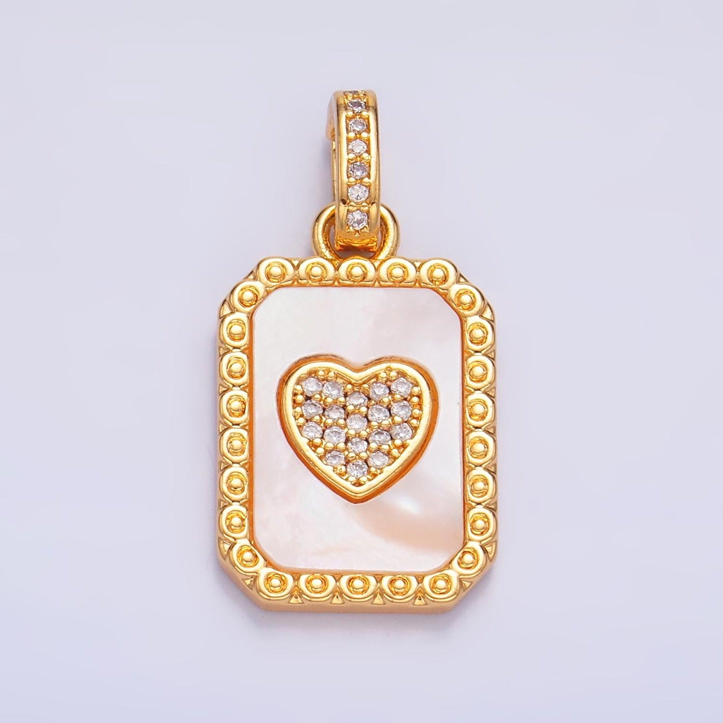 24K Gold Filled Red White Enamel Pendant Gold Heart Charm Necklace with CZ Bail Removable Valentine Jewelry Wholesale AA1056