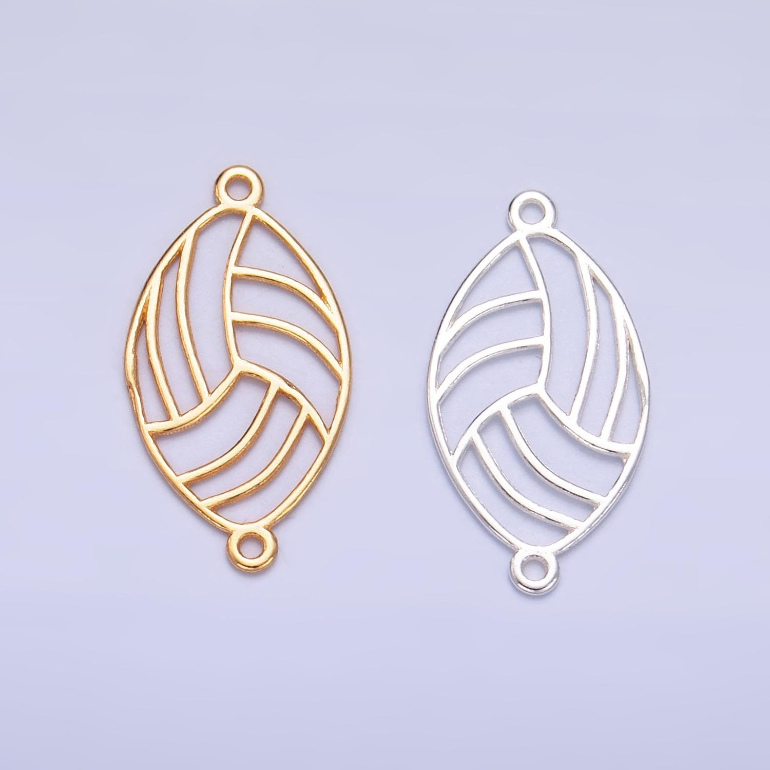Mini S925 Sterling Silver Football Charm Connector Minimalist Gold Vermeil Sport Ball Link Connector | SL-584