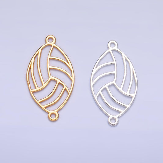 Mini S925 Sterling Silver Football Charm Connector Minimalist Gold Vermeil Sport Ball Link Connector | SL-584