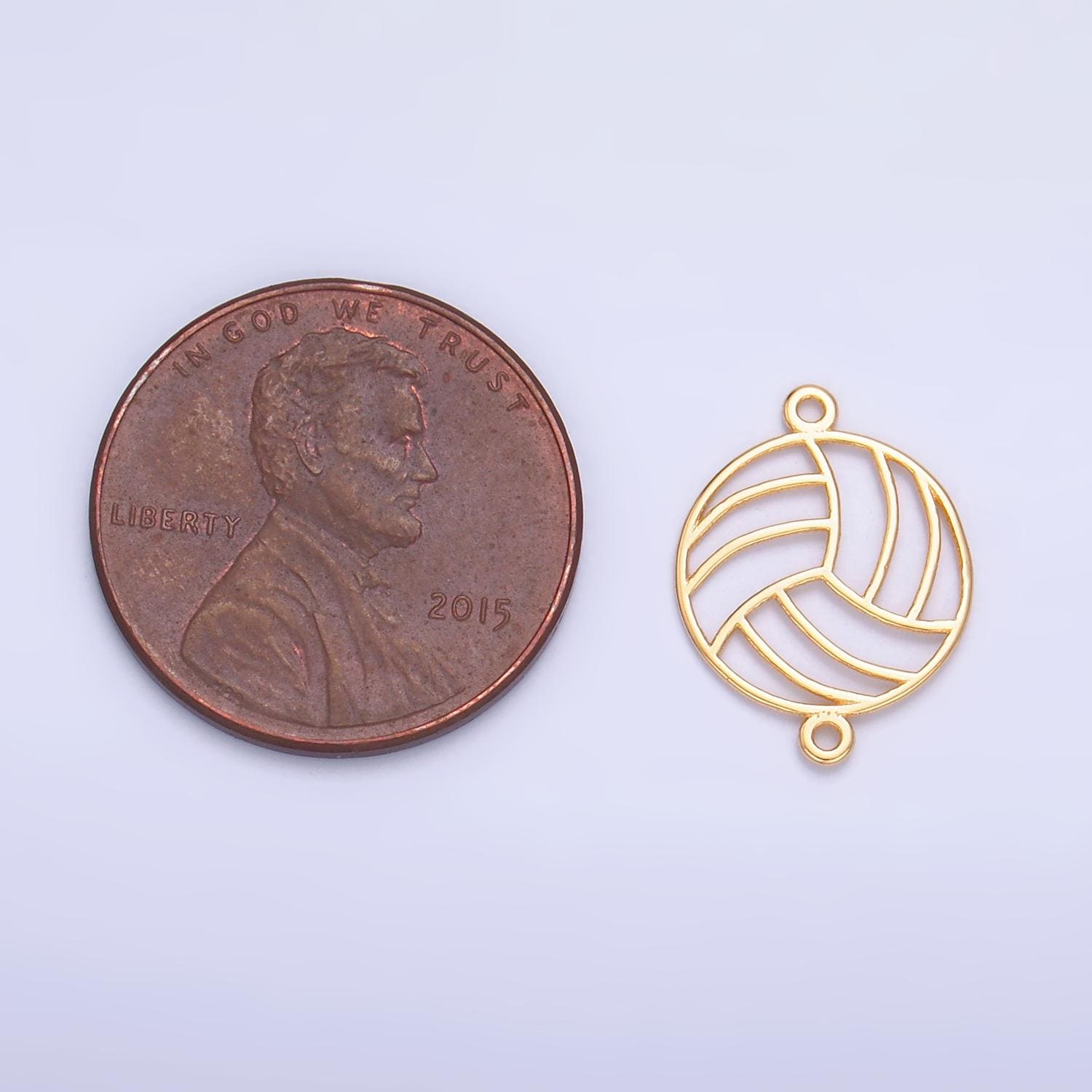 Mini S925 Sterling Silver Volley Ball Charm Connector Minimalist Gold Vermeil Sport Ball Link Connector | SL-585