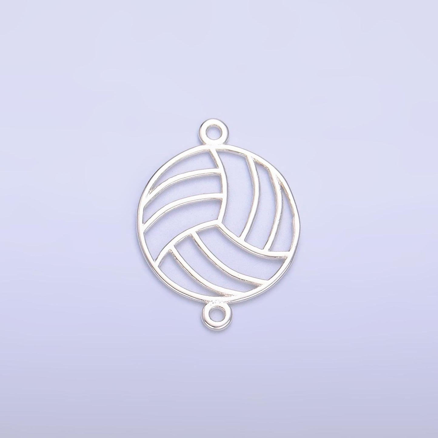 Mini S925 Sterling Silver Volley Ball Charm Connector Minimalist Gold Vermeil Sport Ball Link Connector | SL-585
