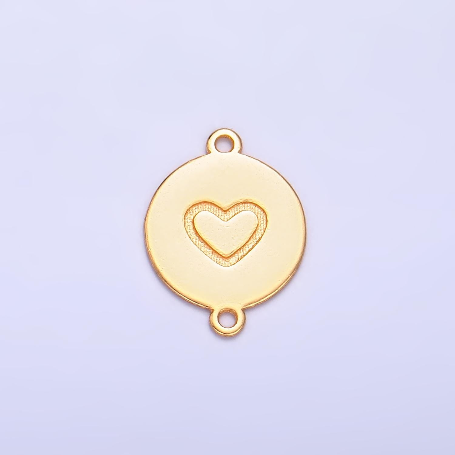 Sterling Silver S925 Mini Heart Charm Connector Gold Vermeil Dainty Round Stamped Heart Link Connector for bracelet component | SL-586
