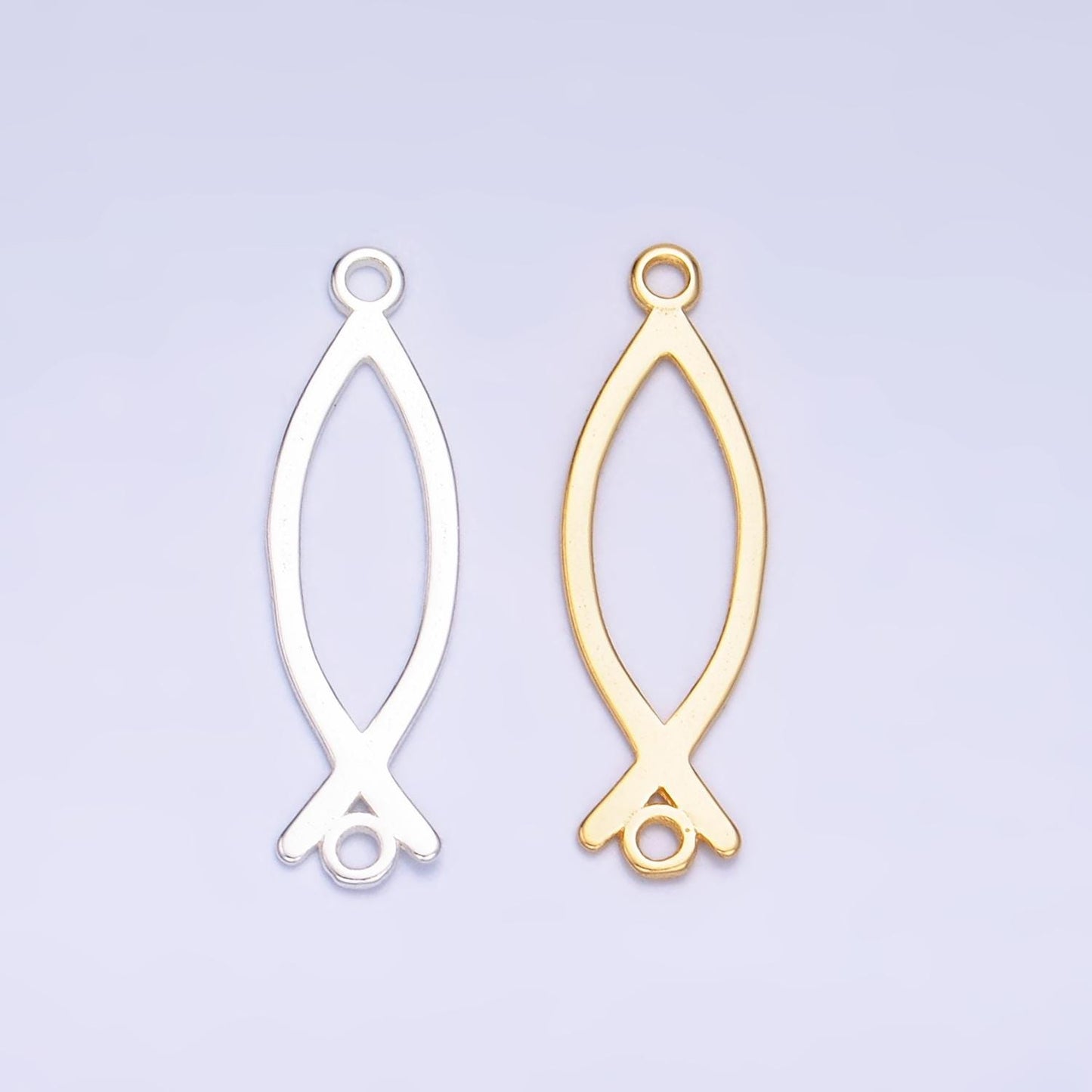 Dainty Ichthus Christian Fish Charm s925 Sterling Silver Fish Charm Connector Gold Vermeil Link Connector for Religious Faith Bracelet SL587