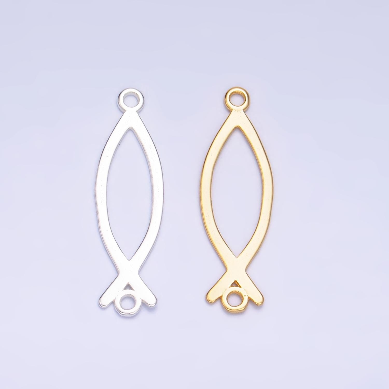 Dainty Ichthus Christian Fish Charm s925 Sterling Silver Fish Charm Connector Gold Vermeil Link Connector for Religious Faith Bracelet SL587