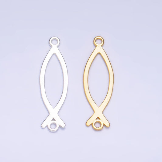 Dainty Ichthus Christian Fish Charm s925 Sterling Silver Fish Charm Connector Gold Vermeil Link Connector for Religious Faith Bracelet SL587
