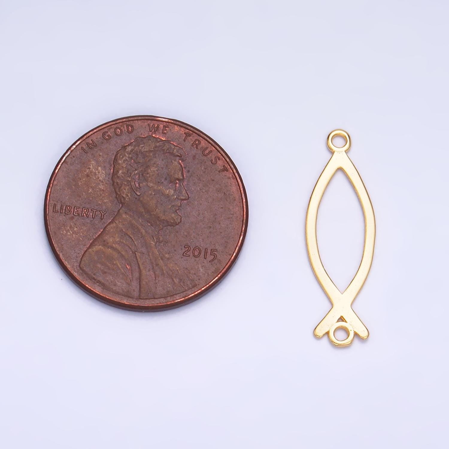 Dainty Ichthus Christian Fish Charm s925 Sterling Silver Fish Charm Connector Gold Vermeil Link Connector for Religious Faith Bracelet SL587
