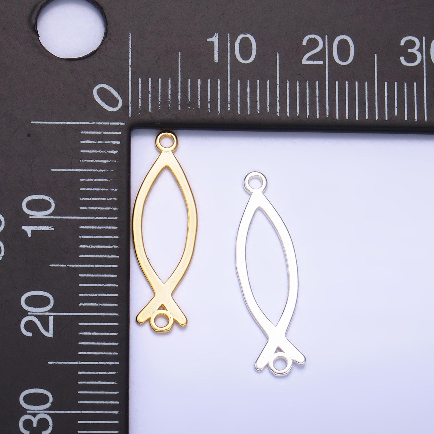 Dainty Ichthus Christian Fish Charm s925 Sterling Silver Fish Charm Connector Gold Vermeil Link Connector for Religious Faith Bracelet SL587