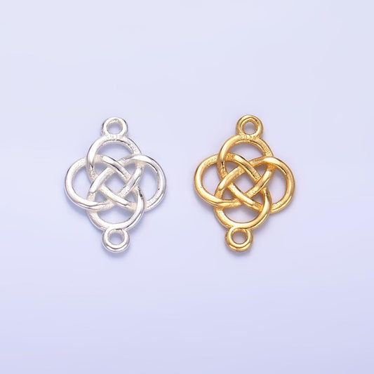 Mini S925 Sterling Silver Filigree Charm Connector Minimalist Gold Vermeil Infinity Flower Link Connector | SL-569