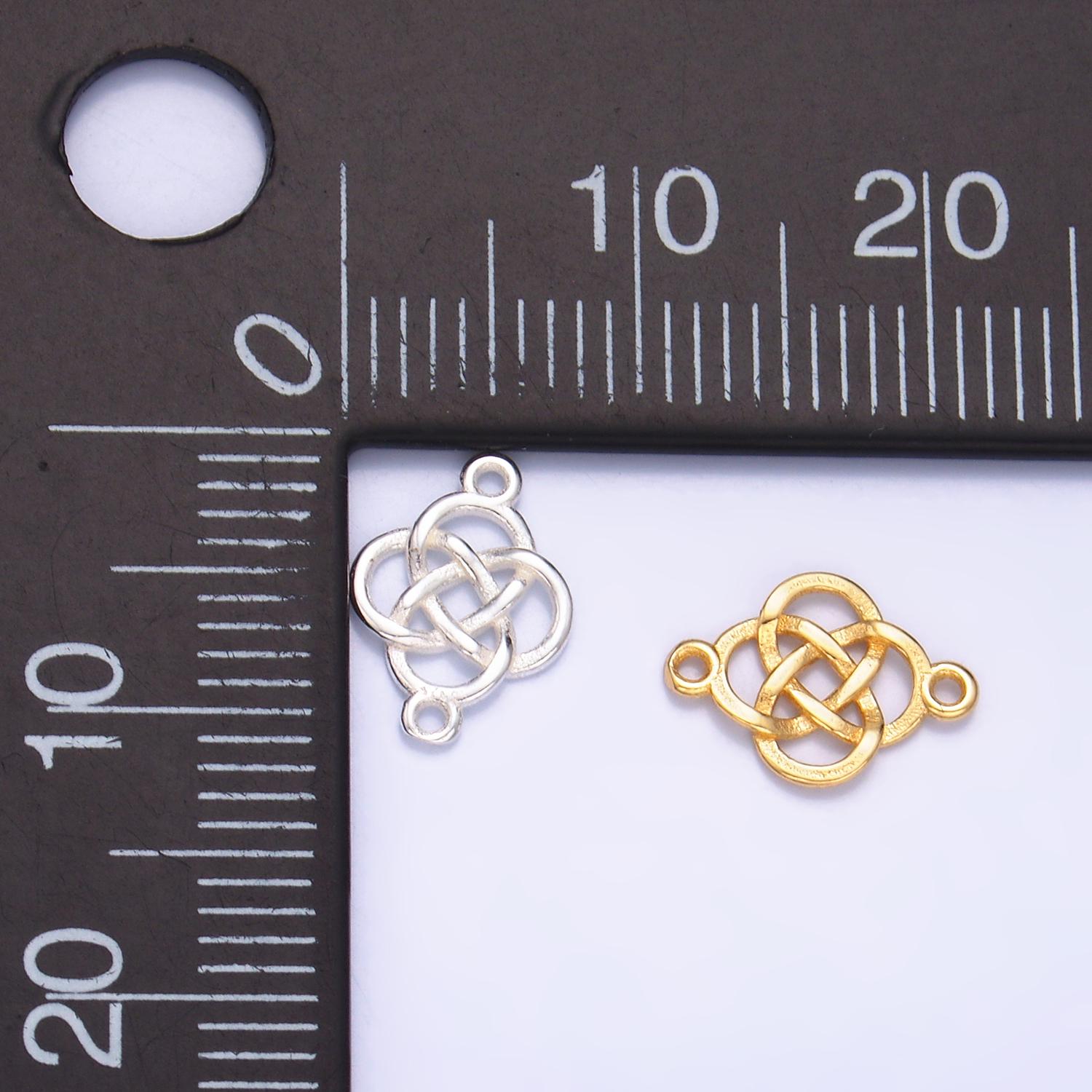 Mini S925 Sterling Silver Filigree Charm Connector Minimalist Gold Vermeil Infinity Flower Link Connector | SL-569