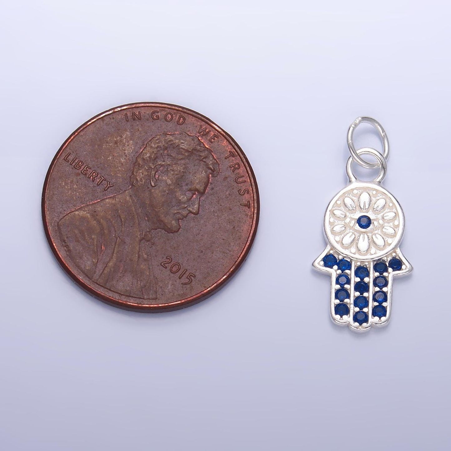 S925 Sterling Silver Hamsa Pendant Hand of Fatima Charm Evil Eye Amulet Religious Protection Pendant Dainty Silver Ancient Symbol SL-564