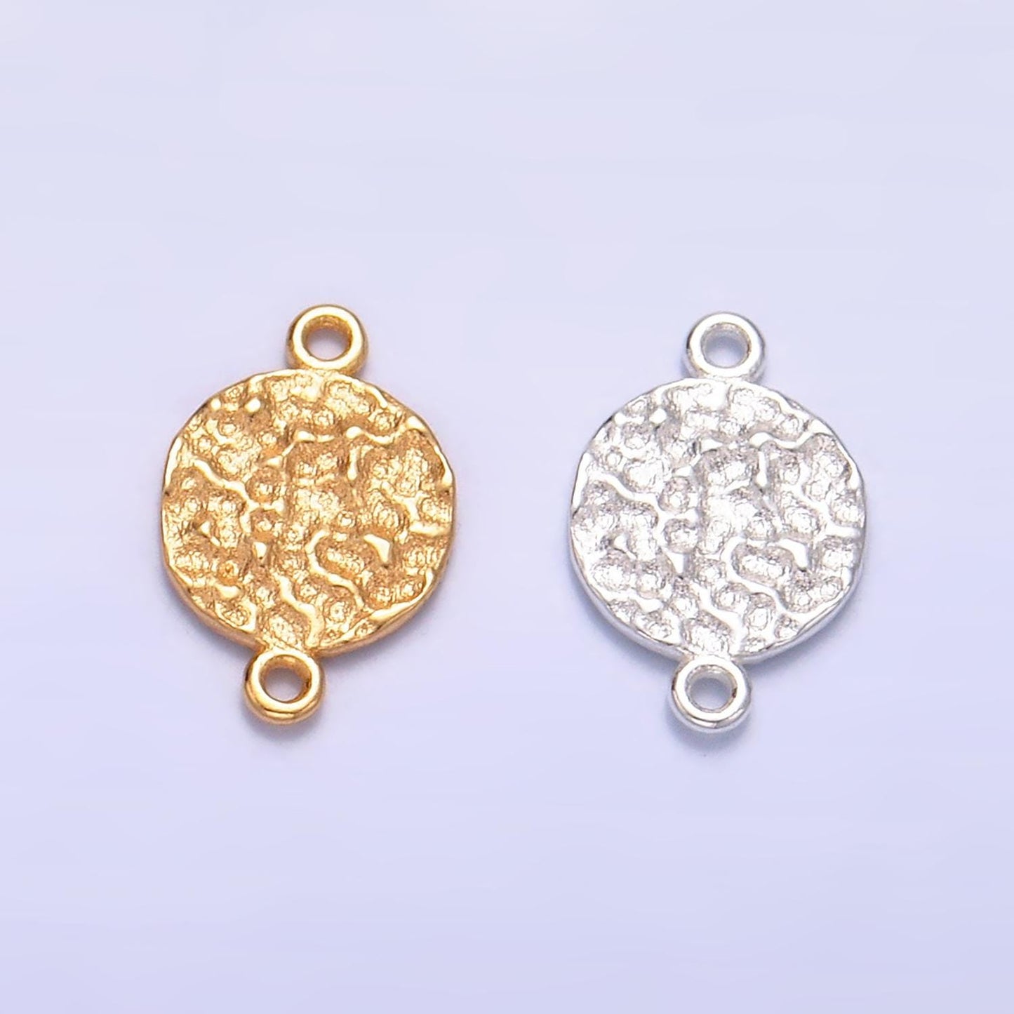 Sterling Silver S925 Mini Moon Charm Connector Gold Vermeil Dainty Round Rustic Moon Link Connector for bracelet | SL-565