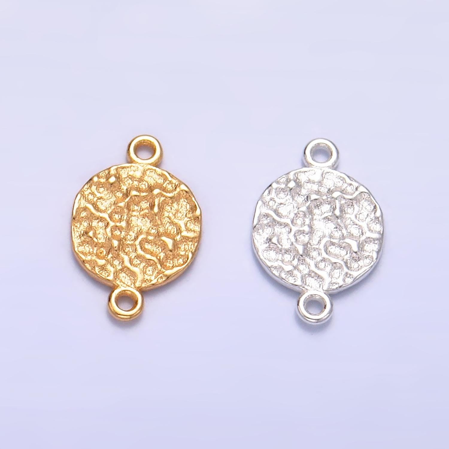 Sterling Silver S925 Mini Moon Charm Connector Gold Vermeil Dainty Round Rustic Moon Link Connector for bracelet | SL-565
