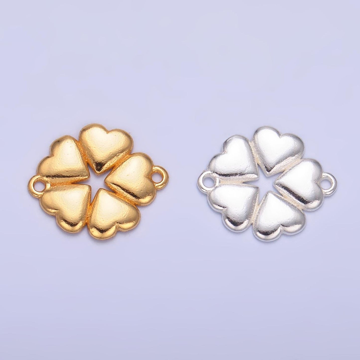 Sterling Silver Heart Flower Charm Connector for Bracelet Jewelry Making Valentine Heart Flower link Connector Wholesale Supplies SL575