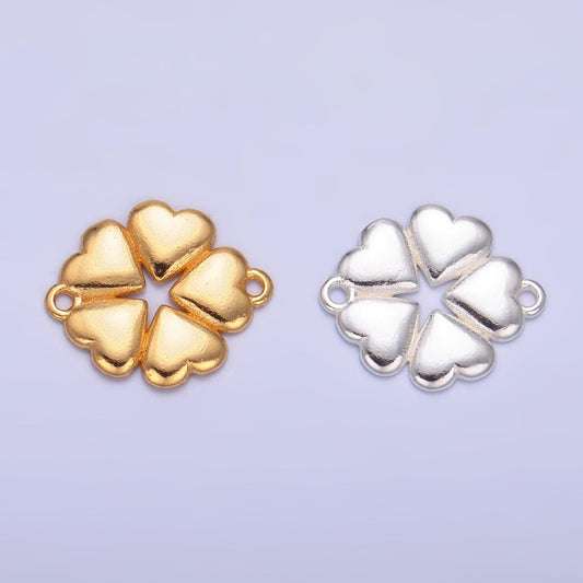 Sterling Silver Heart Flower Charm Connector for Bracelet Jewelry Making Valentine Heart Flower link Connector Wholesale Supplies SL575