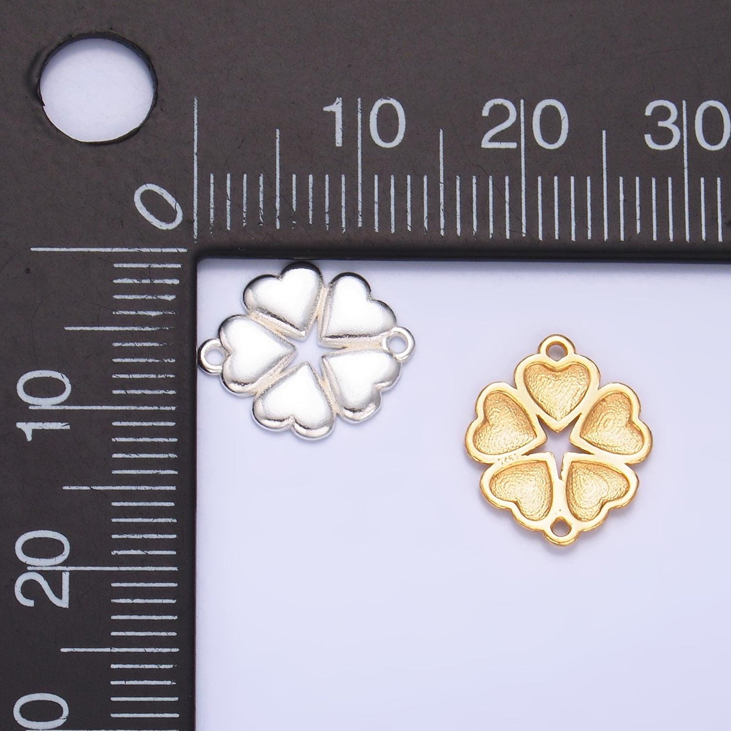 Sterling Silver Heart Flower Charm Connector for Bracelet Jewelry Making Valentine Heart Flower link Connector Wholesale Supplies SL575