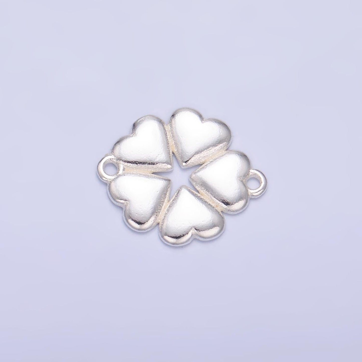 Sterling Silver Heart Flower Charm Connector for Bracelet Jewelry Making Valentine Heart Flower link Connector Wholesale Supplies SL575