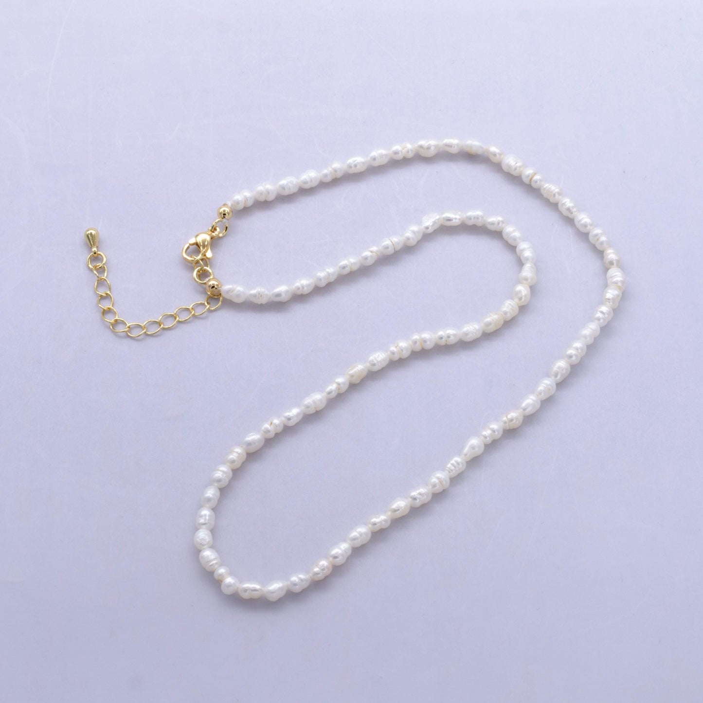 Dainty Gold Filled Freshwater Seed Pearl Necklace 16 inch long for Minimalist Jewelry Making WA2724