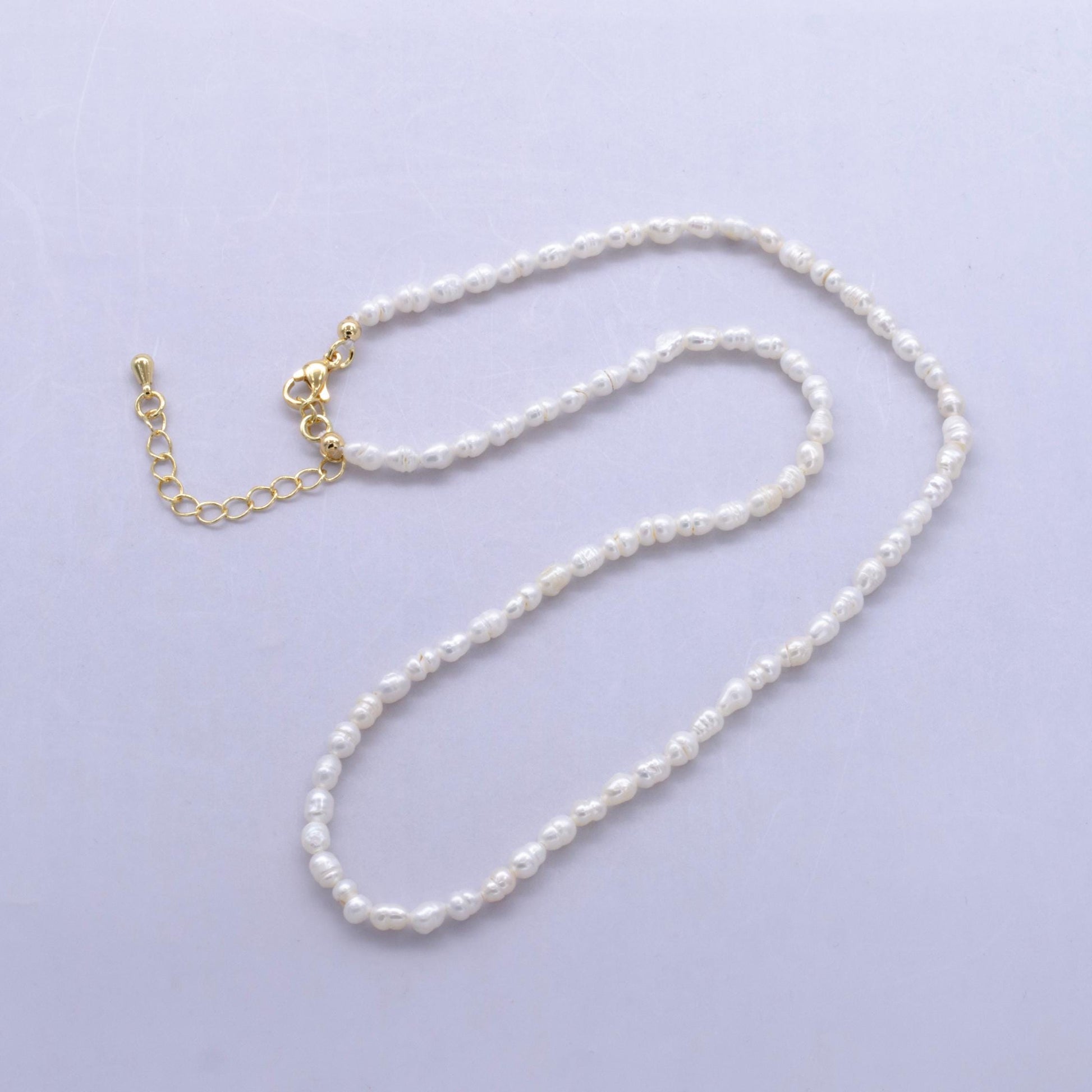 Dainty Gold Filled Freshwater Seed Pearl Necklace 16 inch long for Minimalist Jewelry Making WA2724