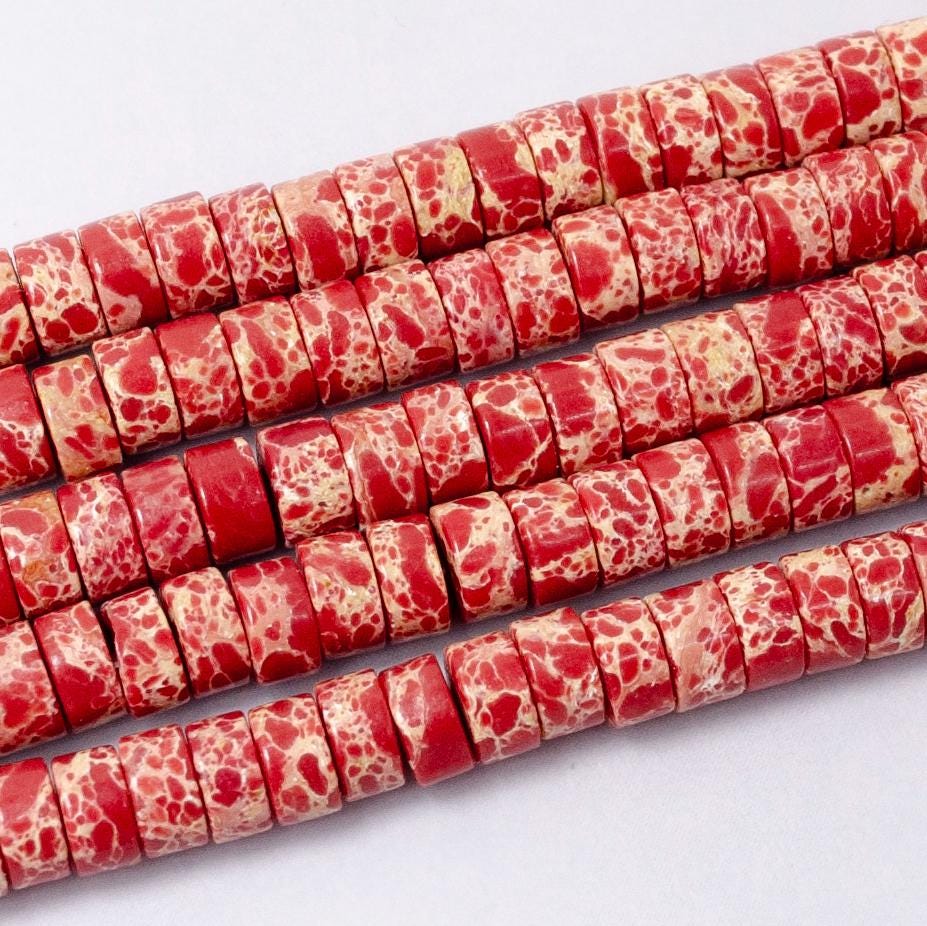 Gemstone Red Zebra Jasper Heishi Discs Beads 4.5 x 2.5 mm Beads for bracelet Necklace Component WA2704