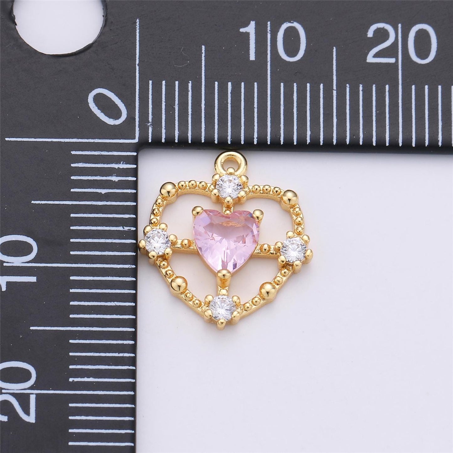 15x13mm Dainty Gold Filled Heart charm, micro pave heart, mini heart charms, heart pendant, cubic Charm Necklace Earring Bracelet C-591