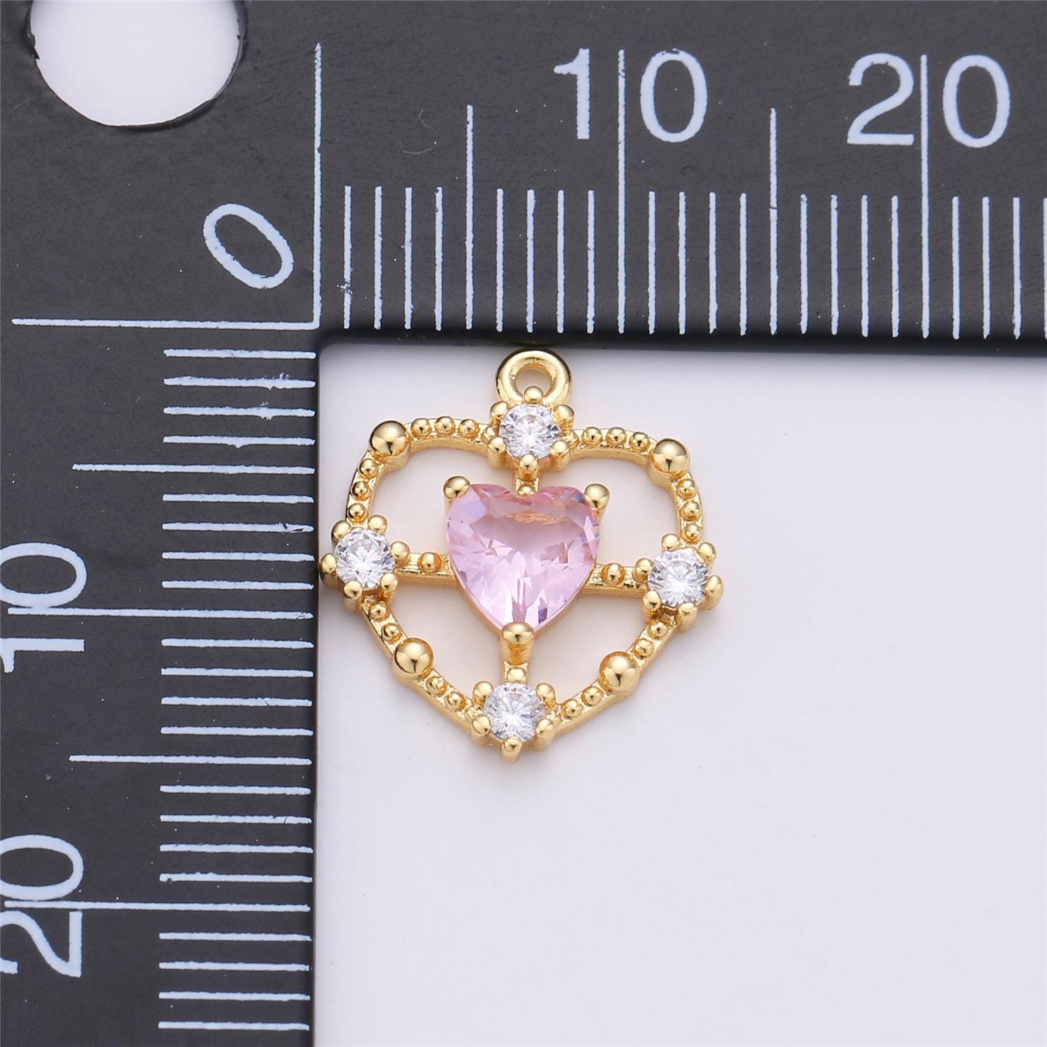 15x13mm Dainty Gold Filled Heart charm, micro pave heart, mini heart charms, heart pendant, cubic Charm Necklace Earring Bracelet C-591